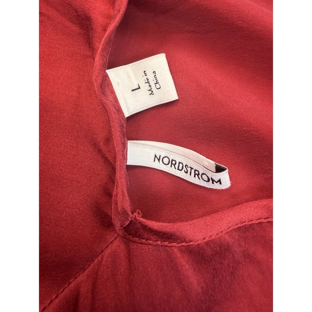 Nordstrom 100% Silk Red Slip Dress Maxi Backless Tie Size Large - Picture 4 of 7